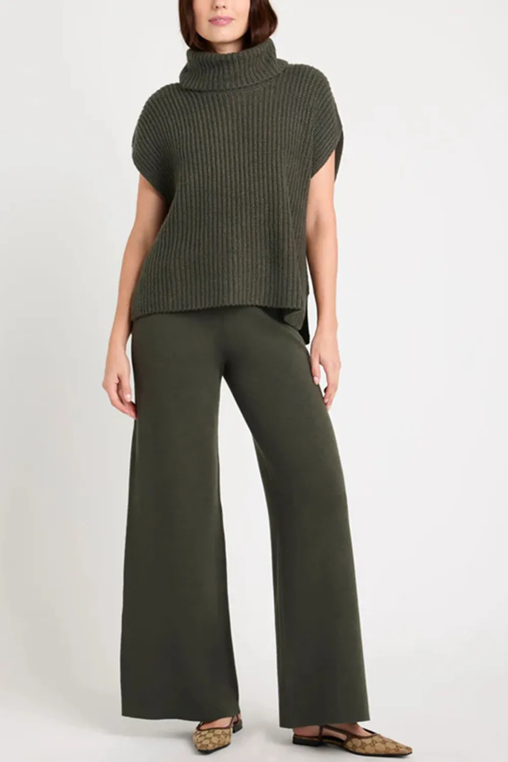 Slit Turtleneck Cap Sleeve Sweater, image 9