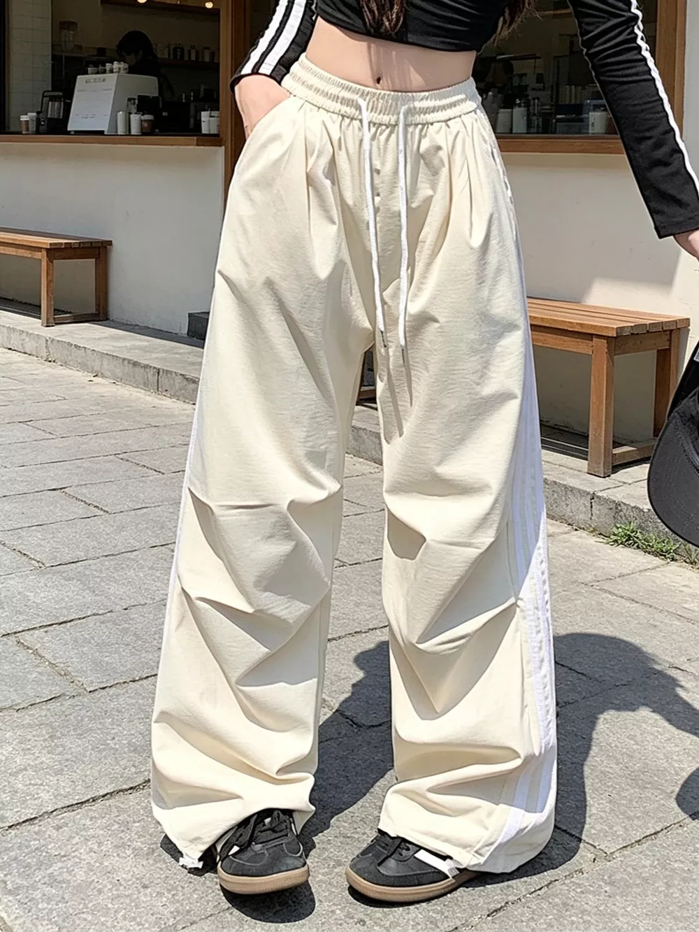 Wide-Leg Casual Pants with Drawstring, image 2