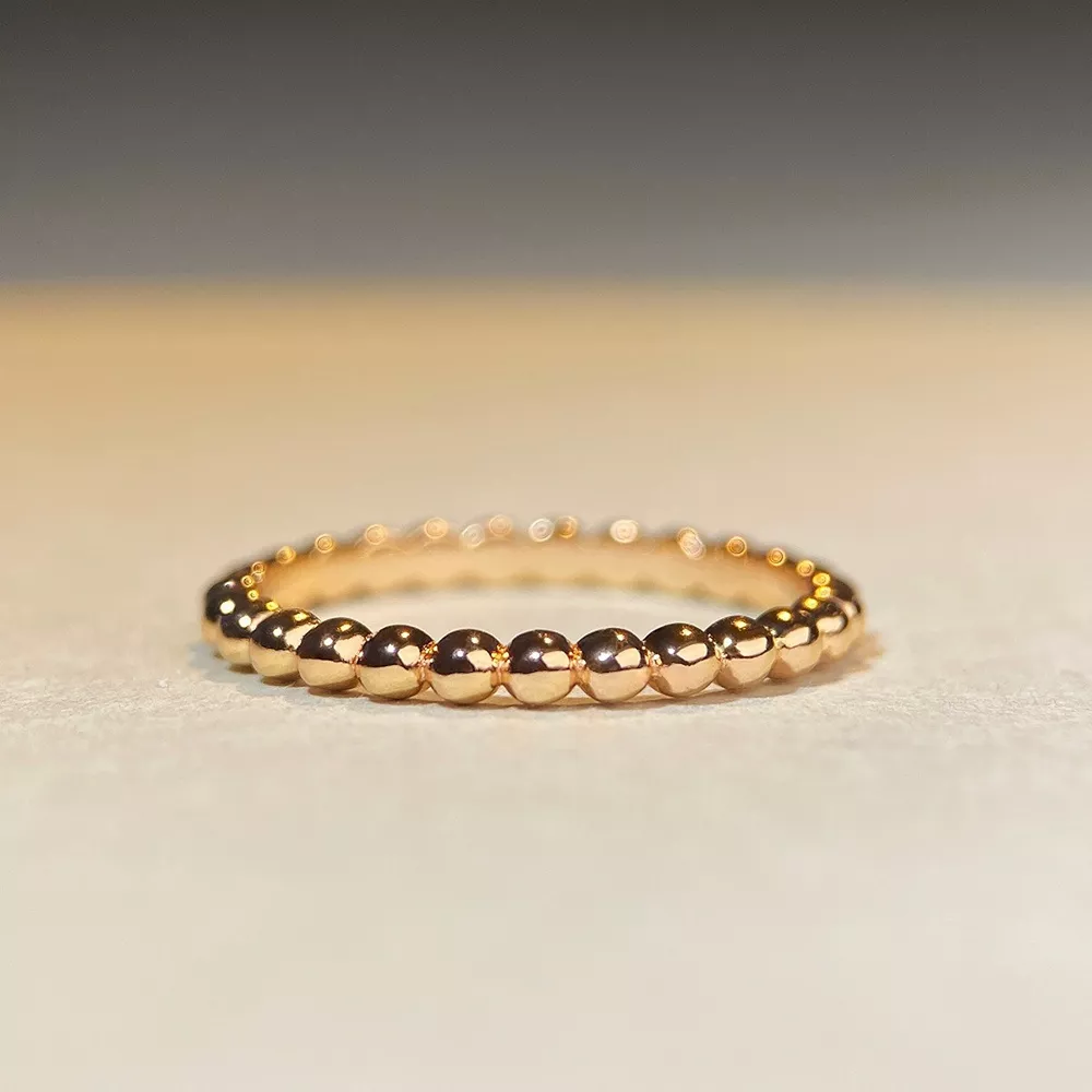 18K Gold-Plated 925 Sterling Silver Bead Ring