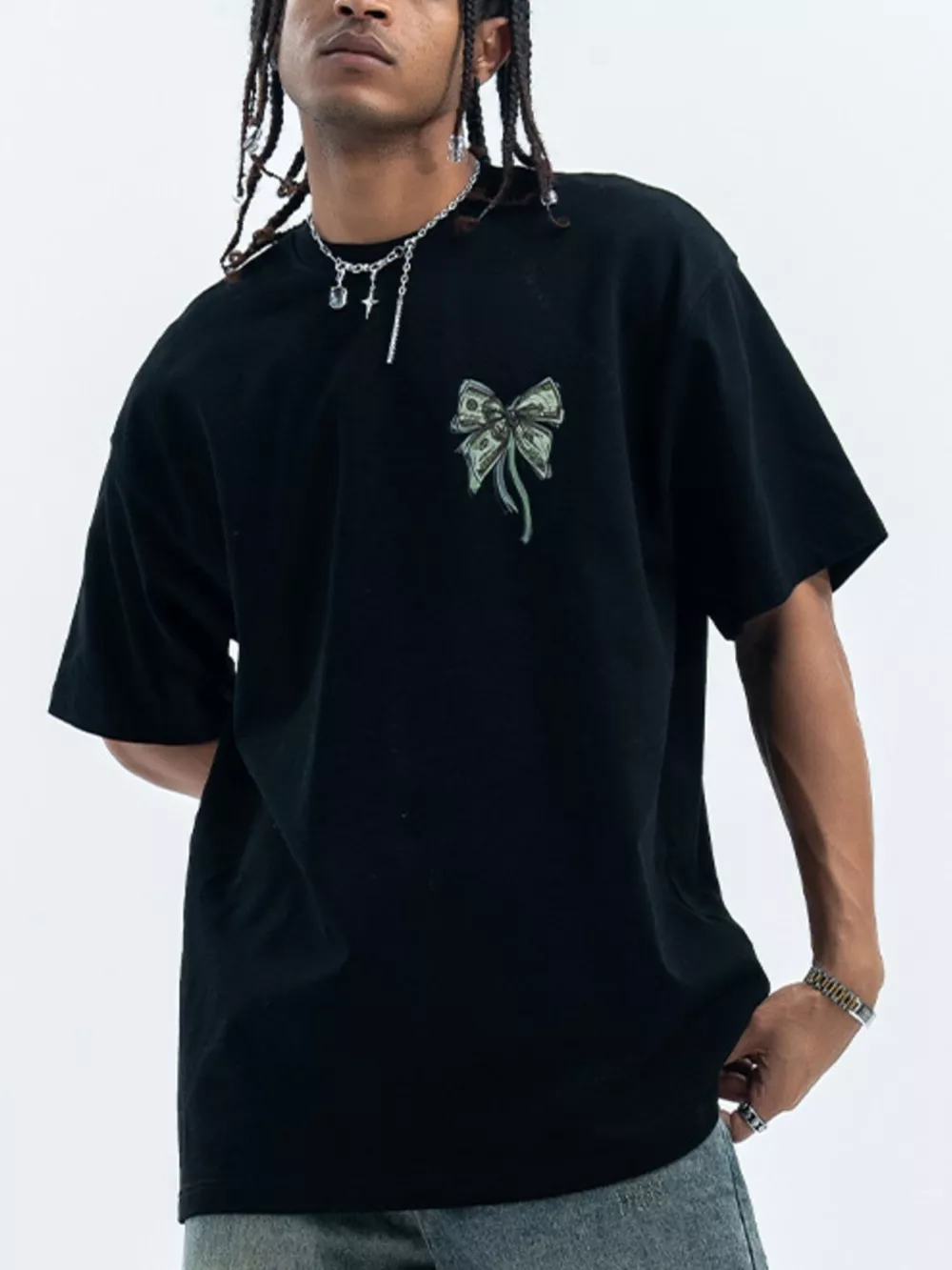 Men's Bow Graphic Oversized T-Shirt, image 6