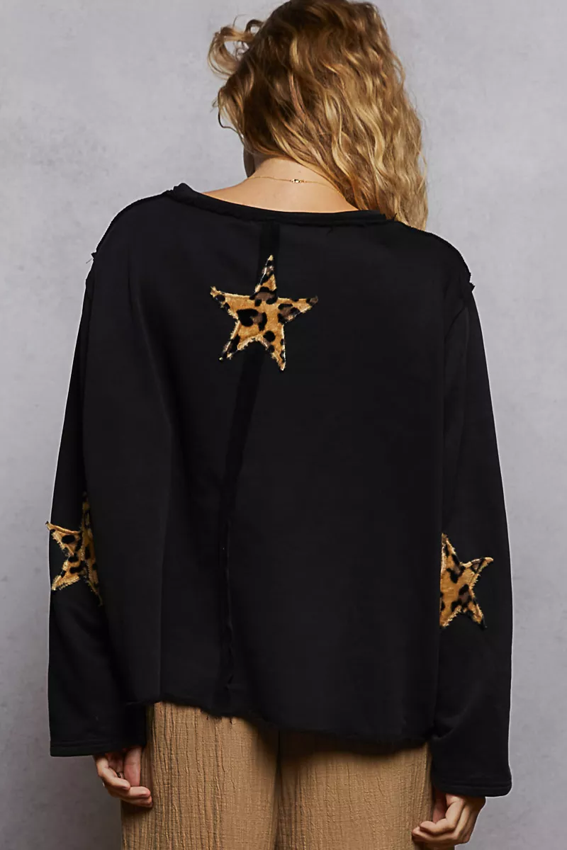 Round Neck Long Sleeve French Terry Sweatshirt with USA Letter Animal Patch, image 2