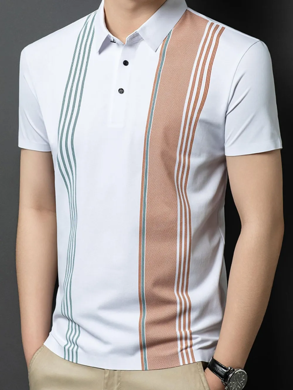 Men's Plus Size Contrast Short Sleeve Polo, image 2