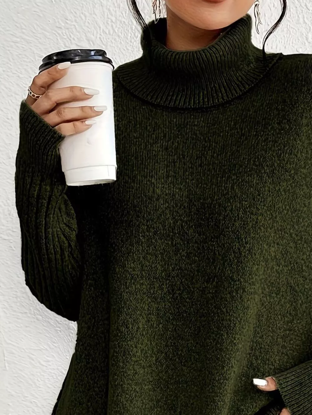 Turtleneck Dropped Shoulder Sweater, image 6