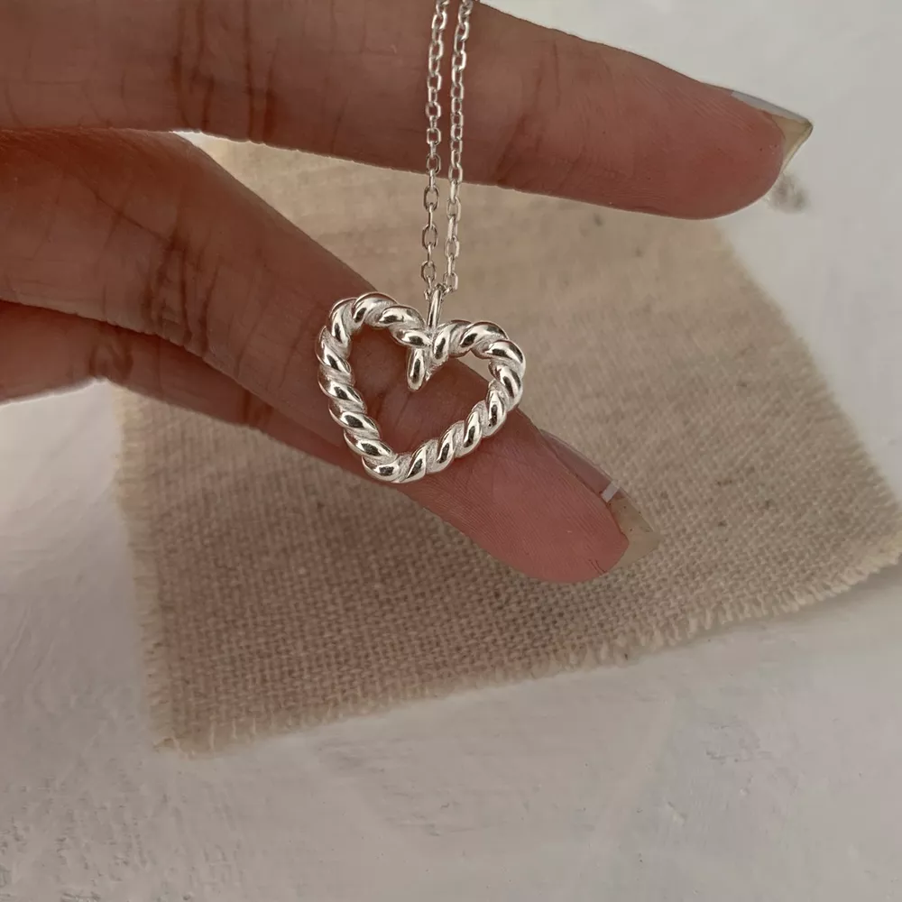 925 Sterling Silver Heart Necklace, image 7