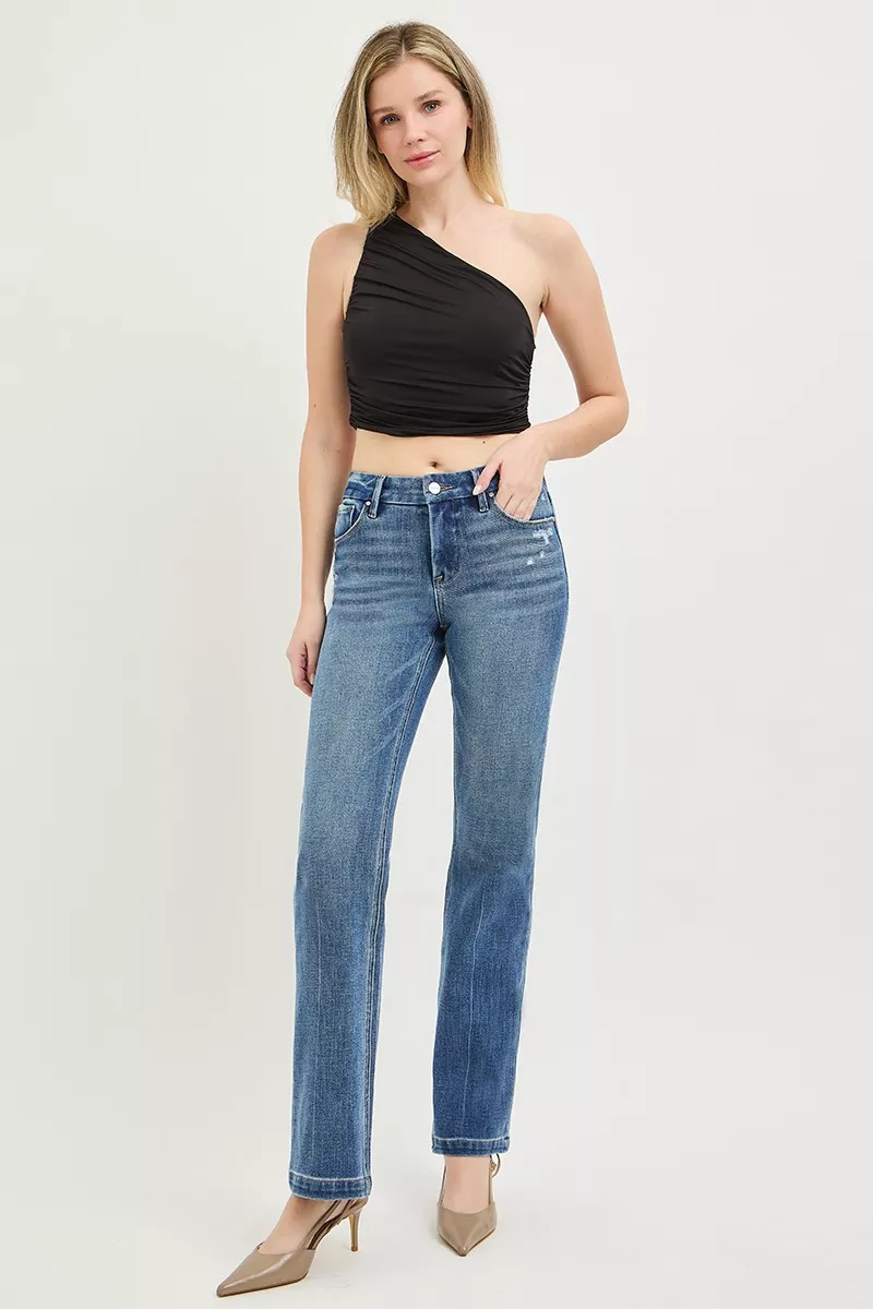 Tummy Control 4way Stretch Mid Rise Straight Crease Line, image 6