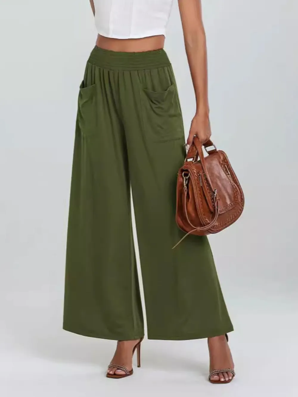 High-Waisted Wide Leg Pants with Pockets, image 10