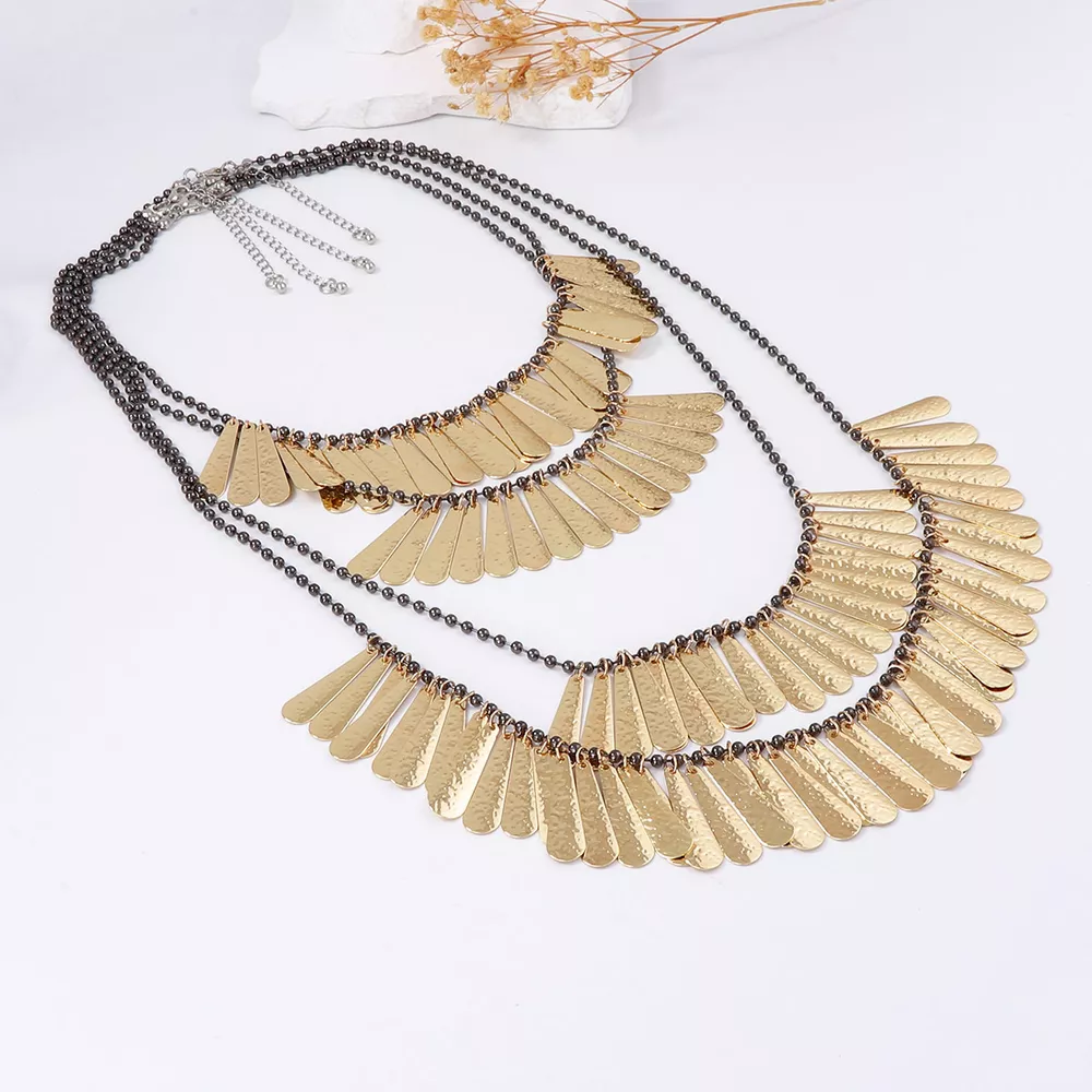 4-Piece 18K Gold-Plated Iron Tassel Necklace, image 3