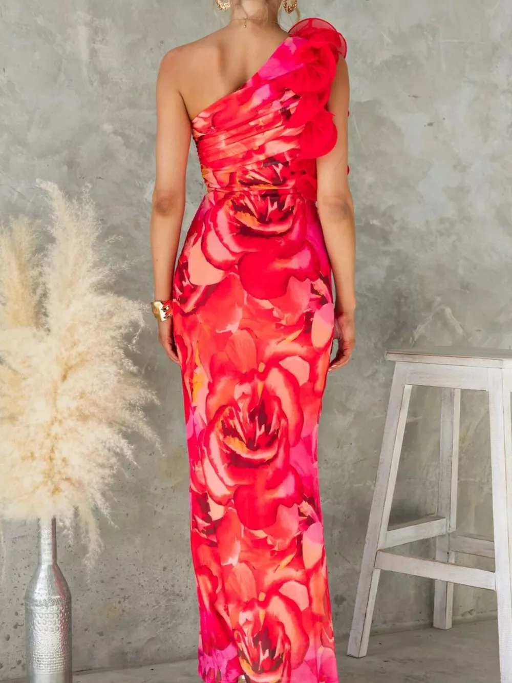 Floral Print One-Shoulder Maxi Dress, image 7