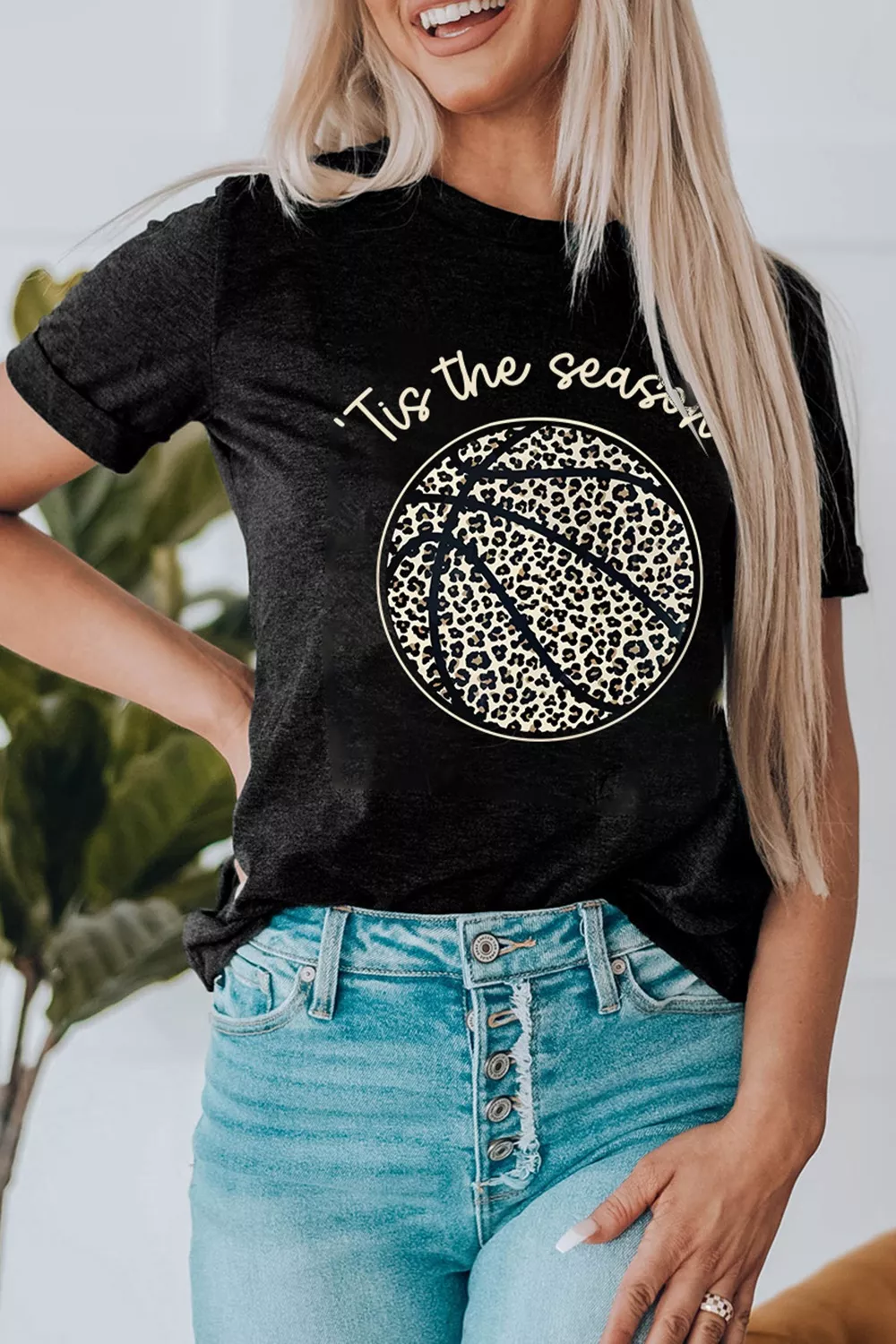 Leopard Basketball Graphic Crew Neck Tee, image 5