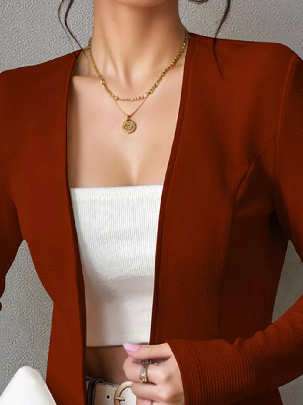 One Button Long Sleeve Blazer, image 2