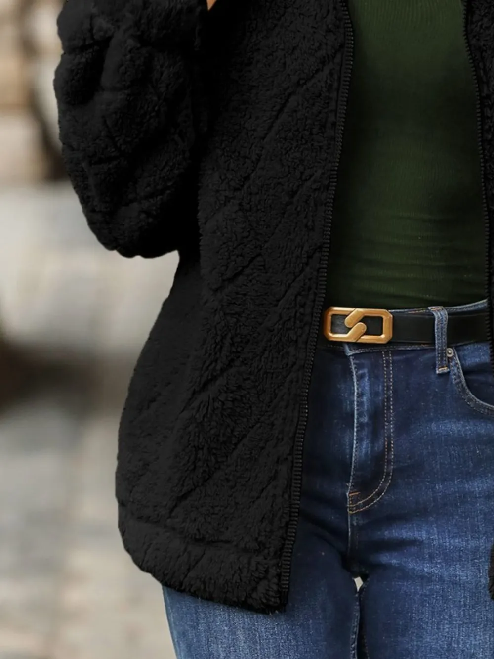 Fuzzy Pocketed Zip Up Jacket, image 11