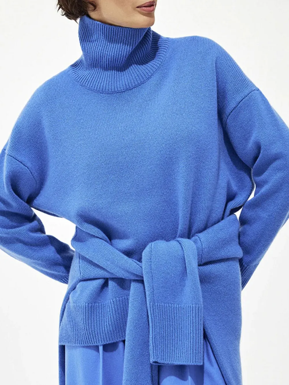 Turtleneck Drop Shoulder Long Sleeve Sweater, image 16