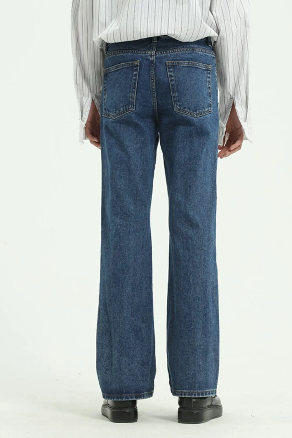 Men's Vintage Wash Straight Leg Jeans with Pockets, image 8