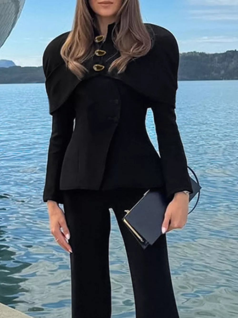 Cape-Style Button Up Outerwear