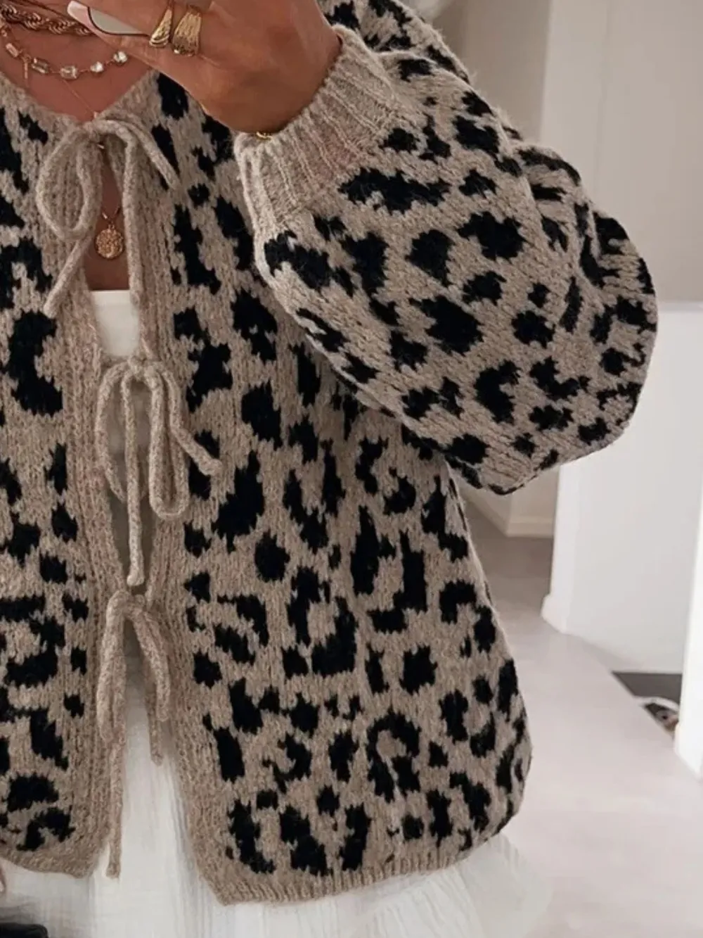 Leopard Tie Front Cardigan, image 29