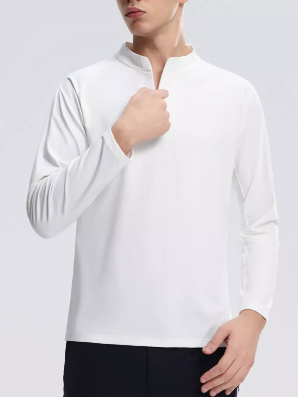 Men's Plus Size Solid Color Long Sleeve Active Top, image 4