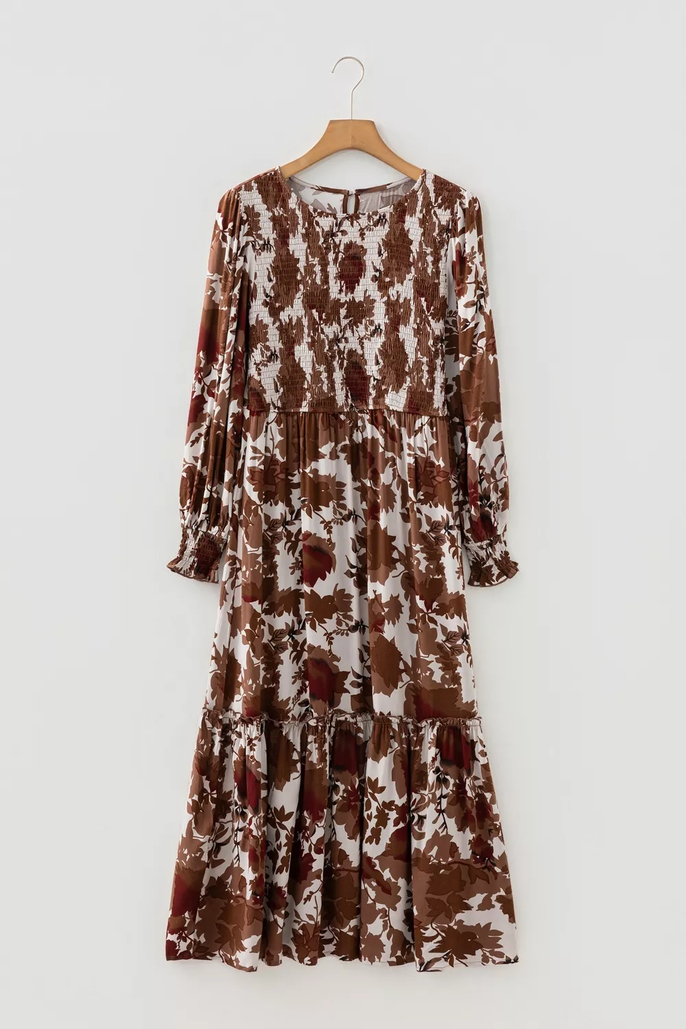 Floral Puff Sleeve Smocked Bodice Ruffled Maxi Dress, image 3