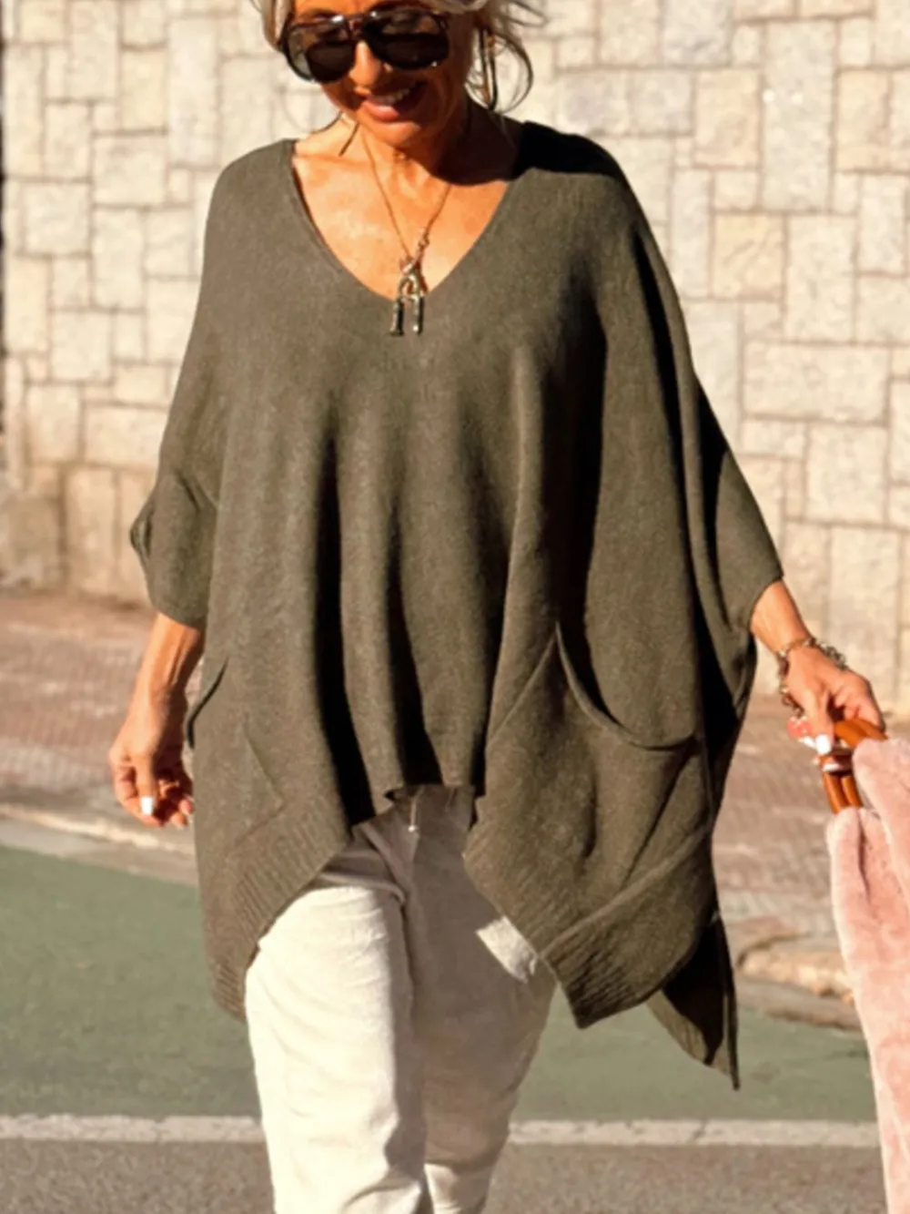 Ribbed Hem V-Neck Sweater, image 15