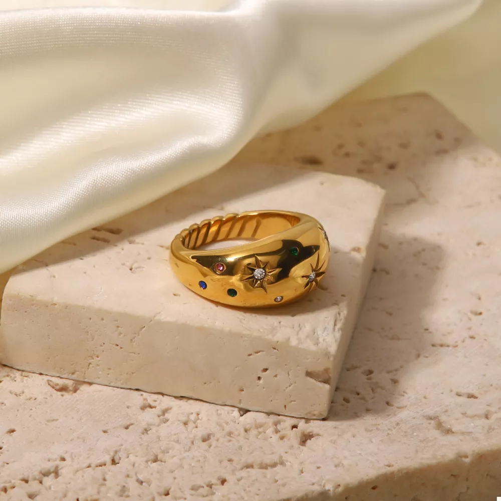 18K Gold-Plated Zircon Ring, image 4