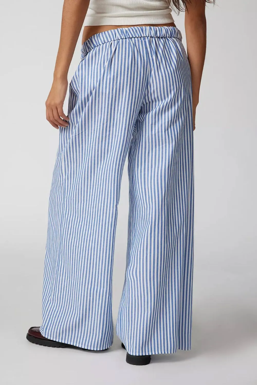 Drawstring Striped Wide Leg Pants, image 2