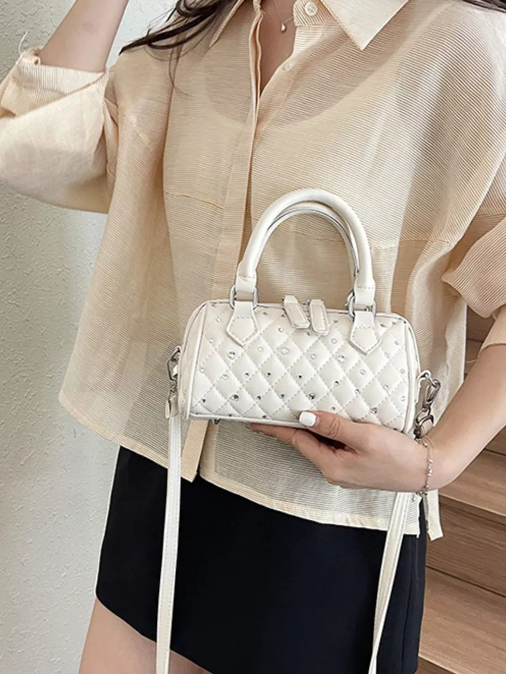 Quilted Barrel Handbag, image 4