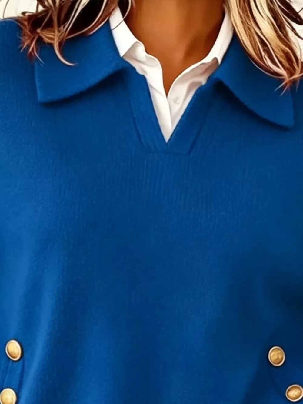 Chic Collared Decor-Button Sweater, image 8