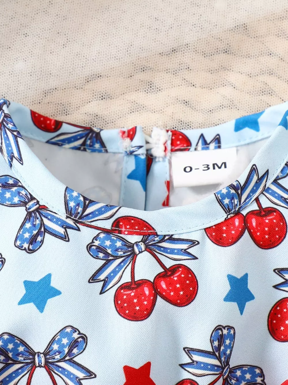 Children's Cherry Print Ruffle Sleeve One-Piece, image 2