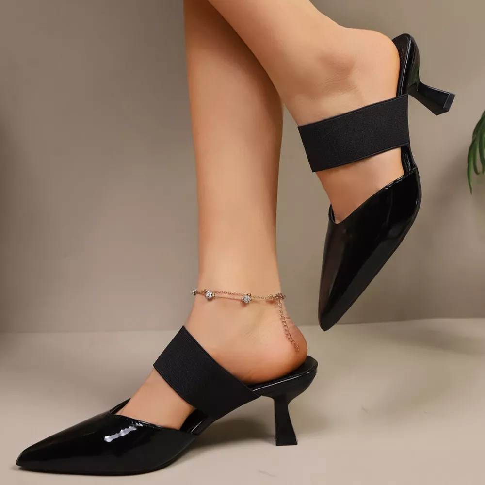 Point Toe Flare Heel Sandals, image 3
