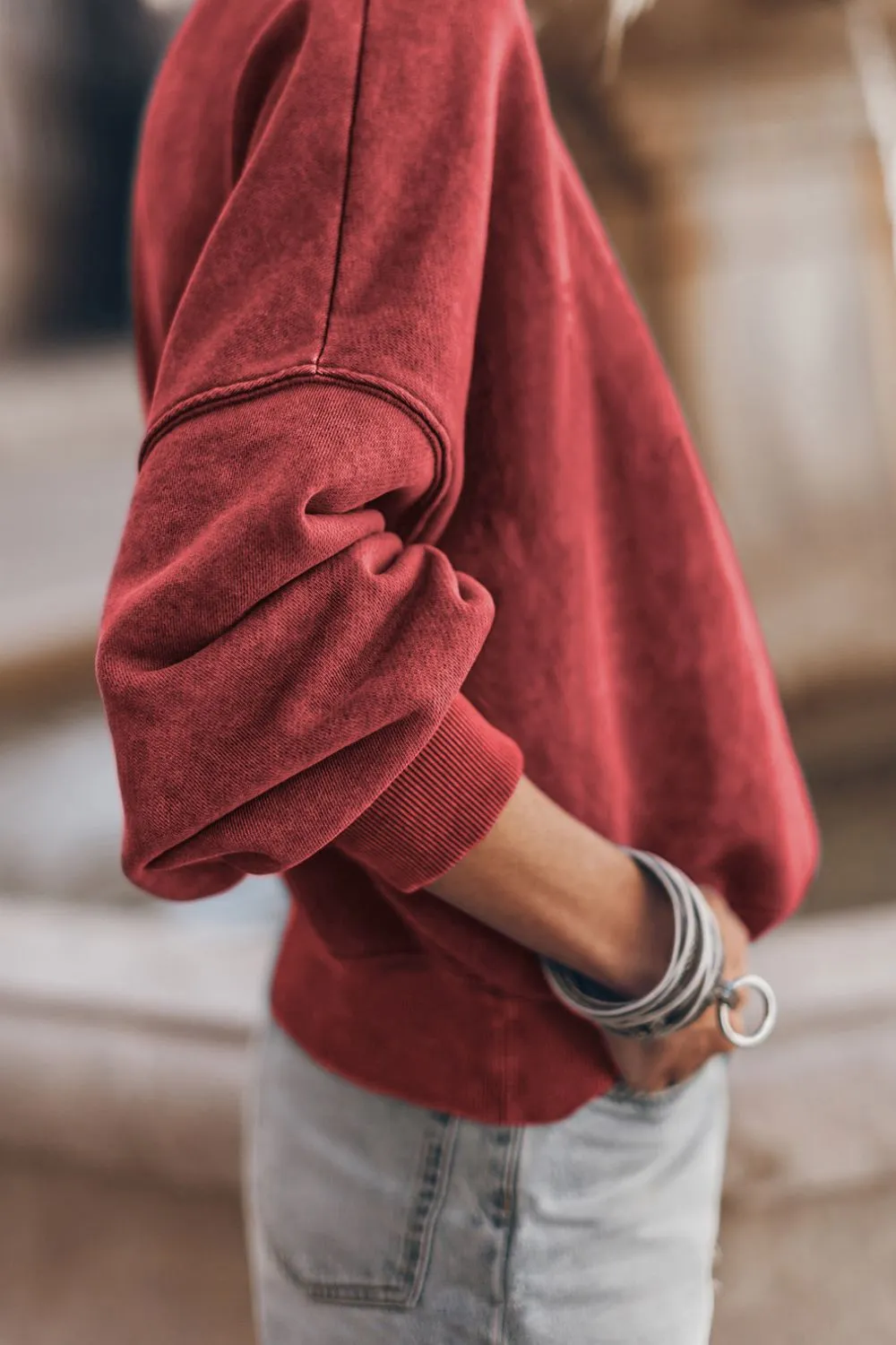 Mock Neck Dropped Shoulder Sweatshirt, image 8
