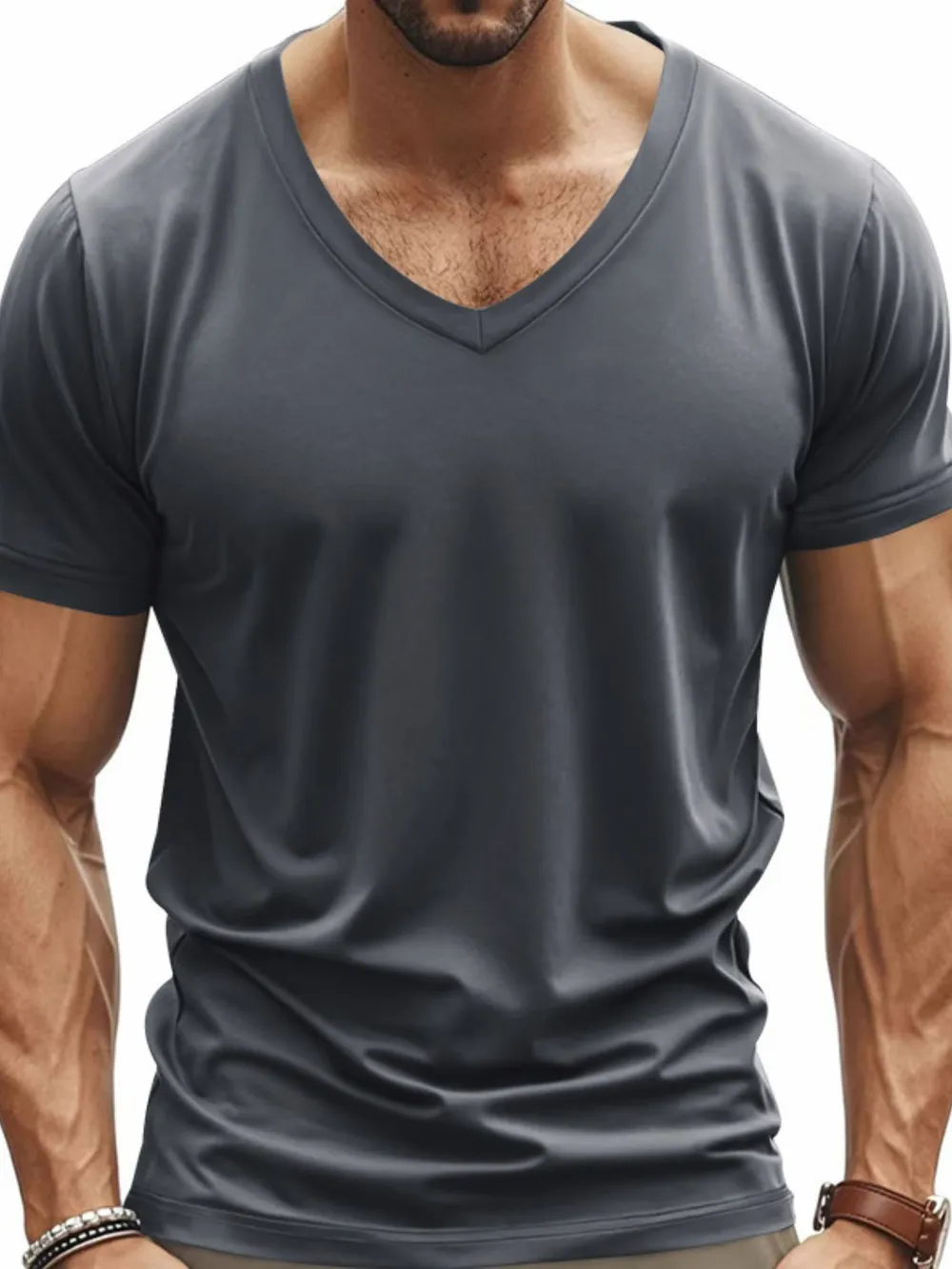 Men's Full Size V-Neck Short Sleeve T-Shirt Plus Size, image 4