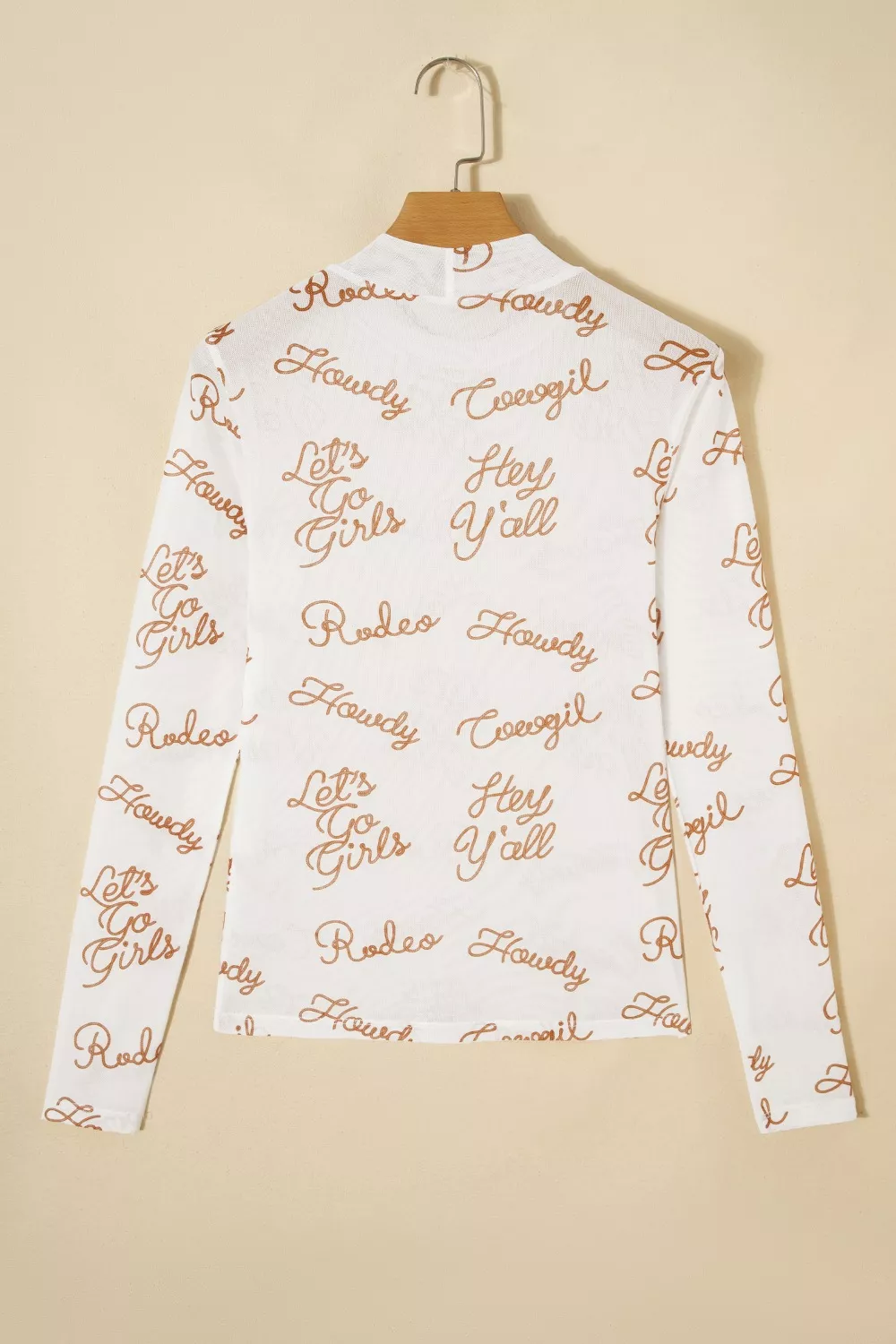 Howdy Hey Yall Mesh High Neck Long Sleeve Top, image 3