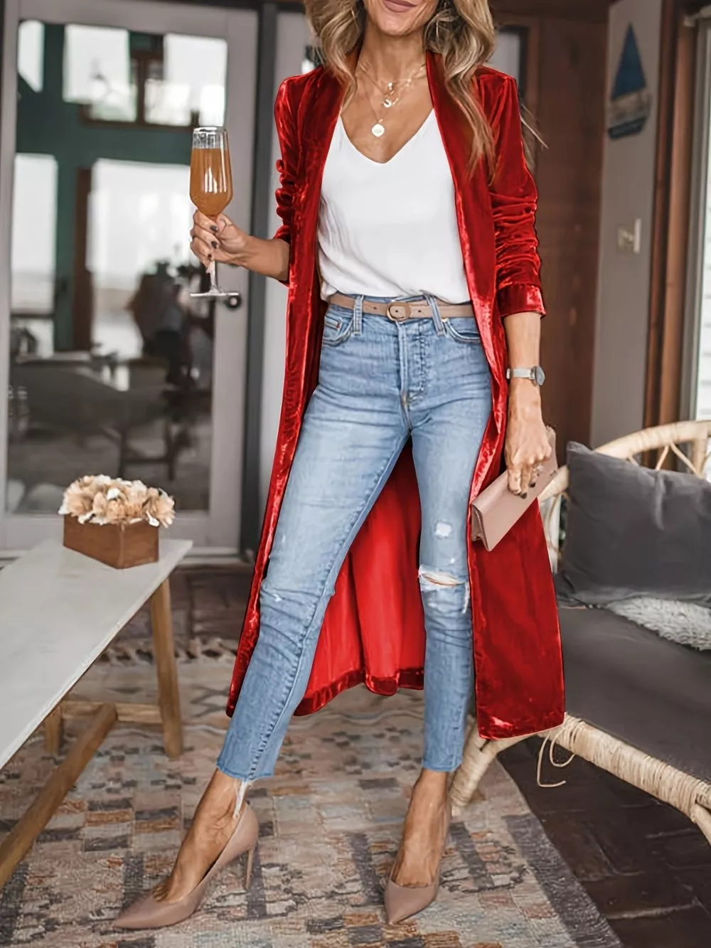 Open Front Long Sleeve Coat, image 9