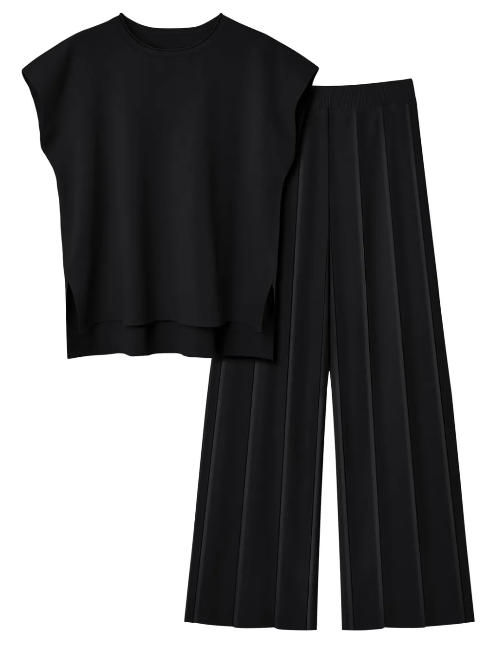 Round Neck Cap Sleeve Top and Pants Knit Set, image 12