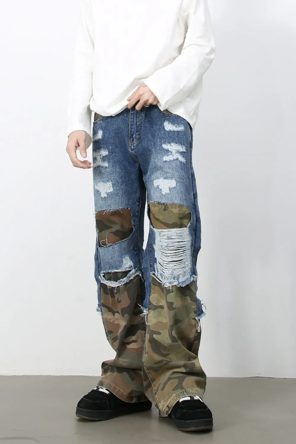 Men's Distressed Camouflage Jeans, image 3