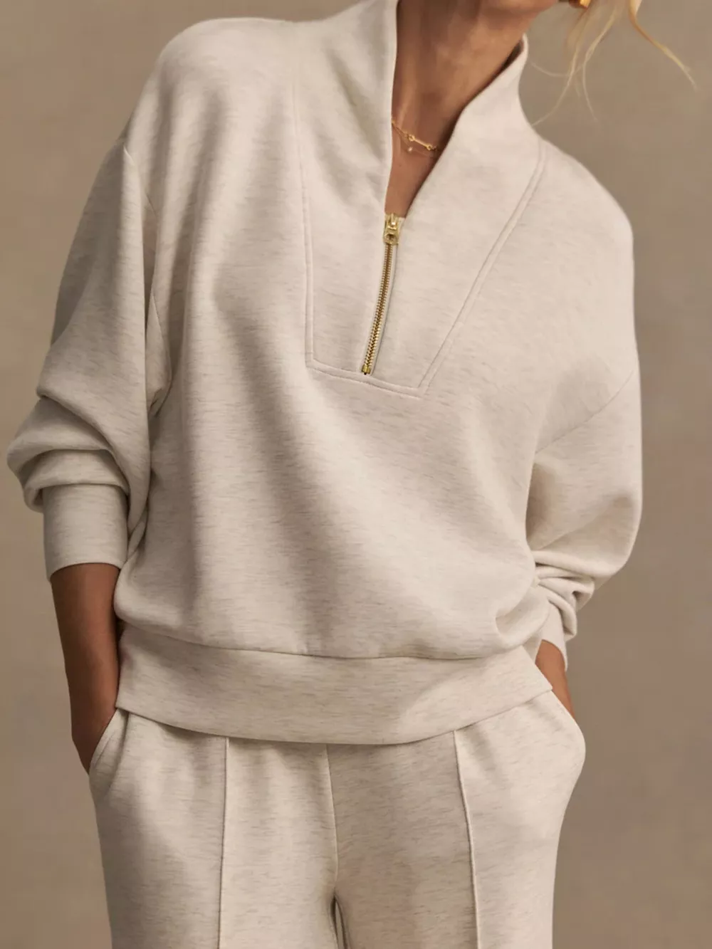 Quarter-Zip Sweatshirt and Wide-Leg Pants Set, image 3