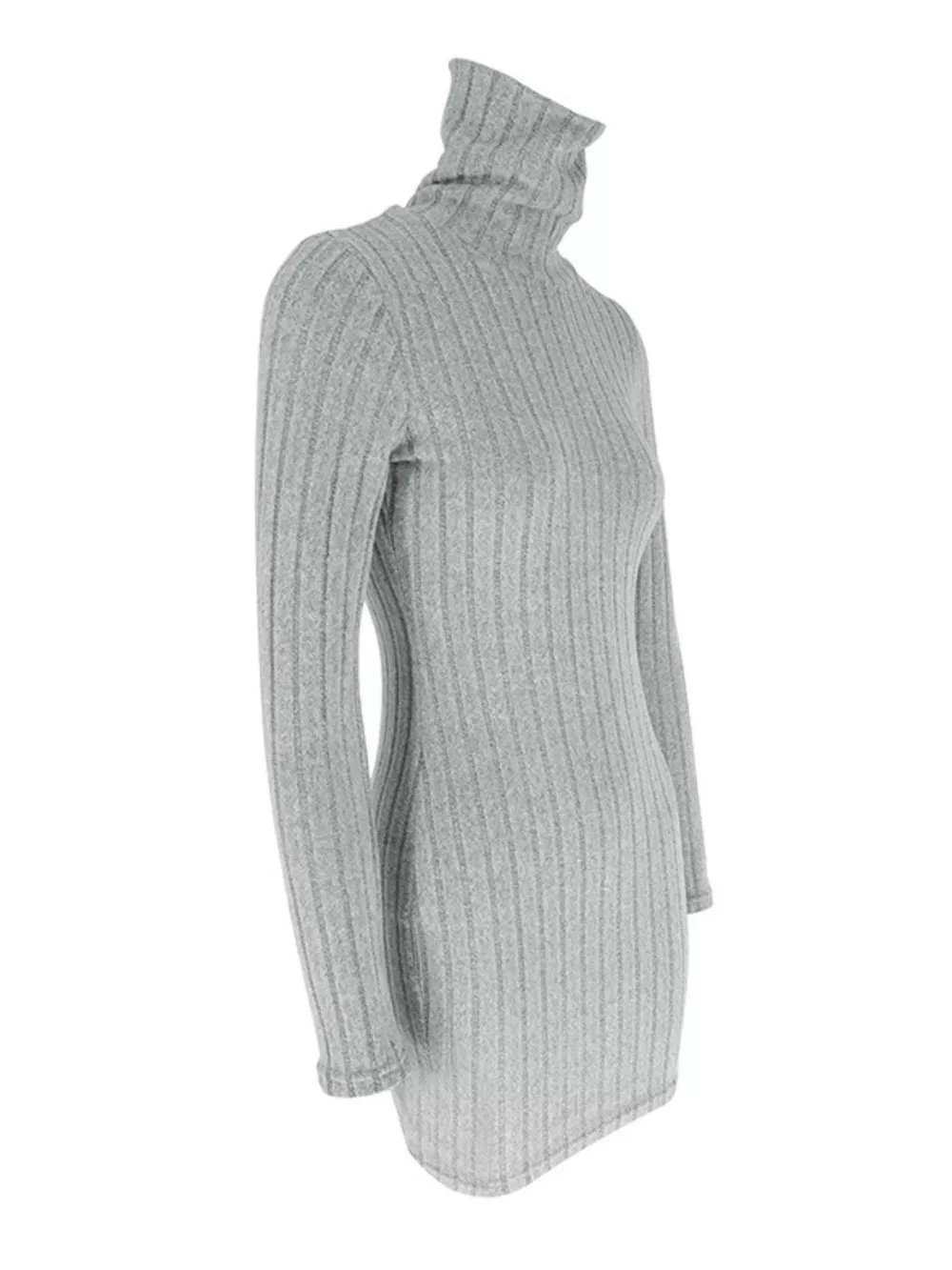 Turtleneck Ribbed Bodycon Mini Dress, image 11