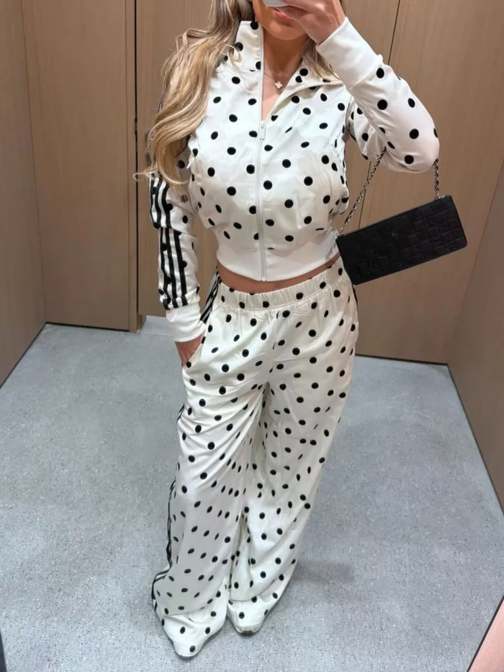 Polka Dot Side Striped Outerwear and Pants Set, image 14