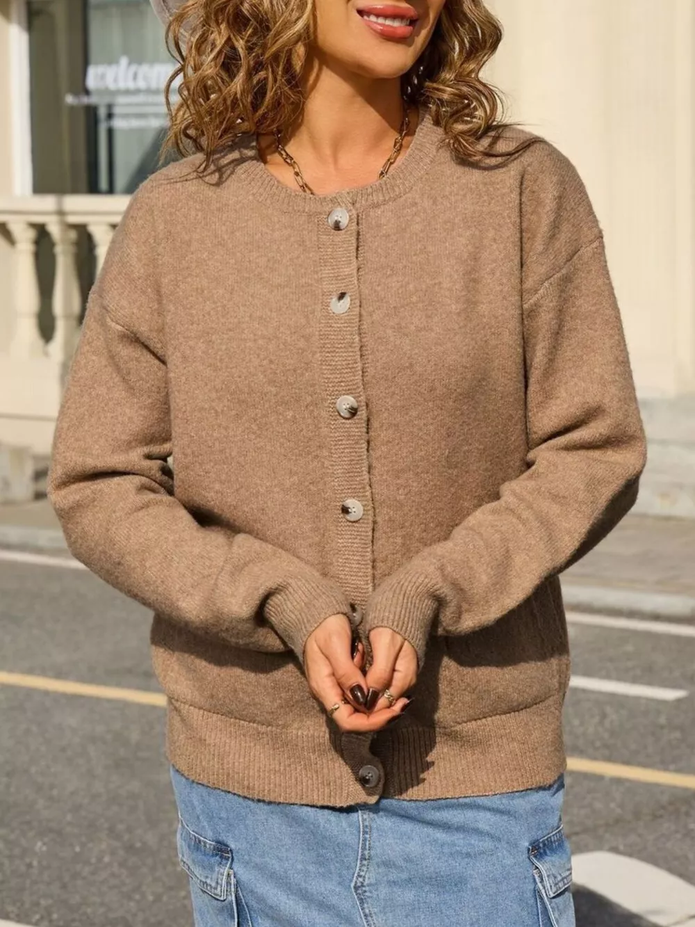 Casual Button-Down Knit Cardigan, image 10