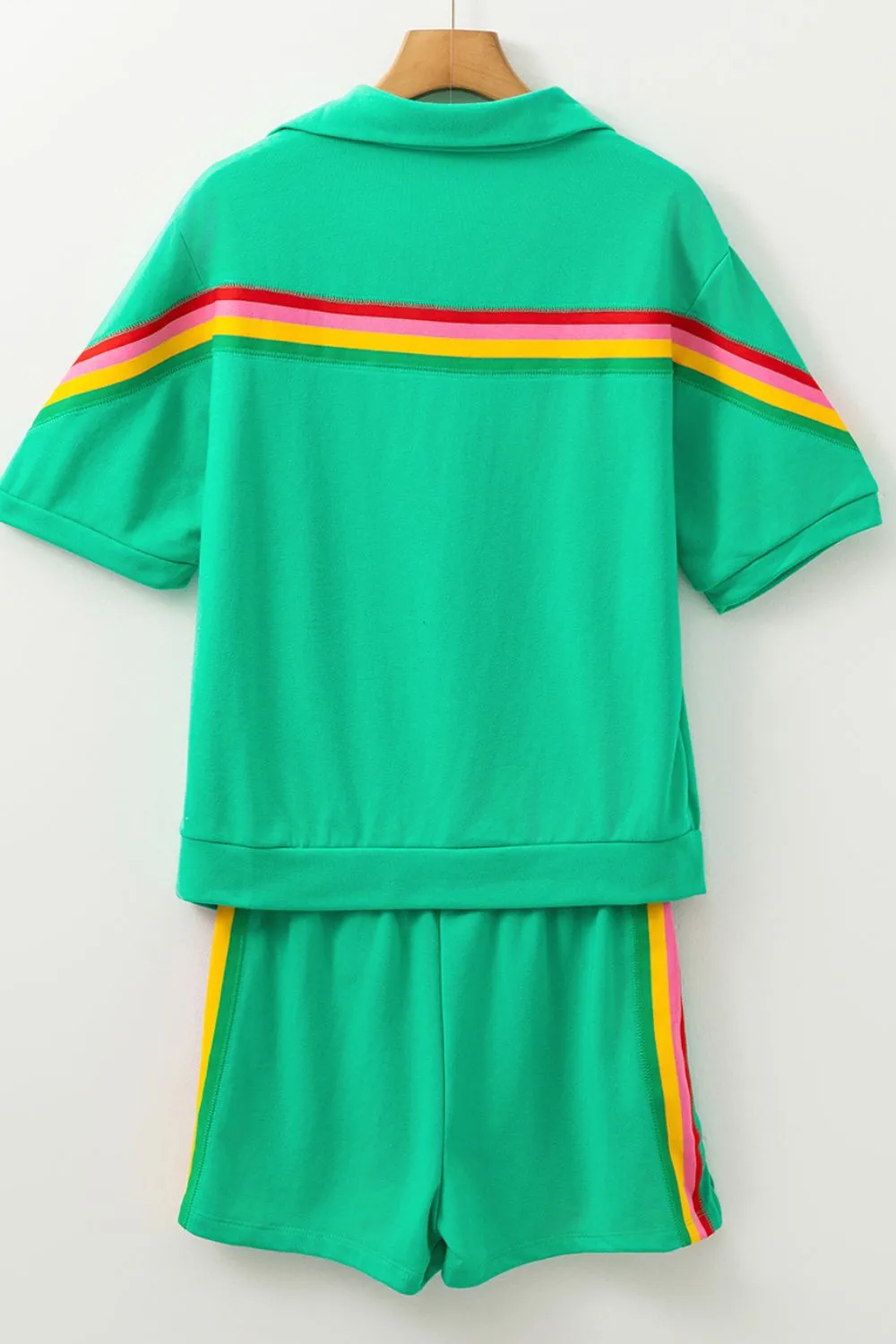 Rainbow Collared Short Sleeve Top and Shorts Set, image 9