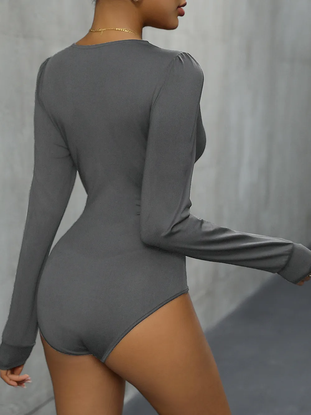 Lace Detail Plunge Long Sleeve Bodysuit, image 13