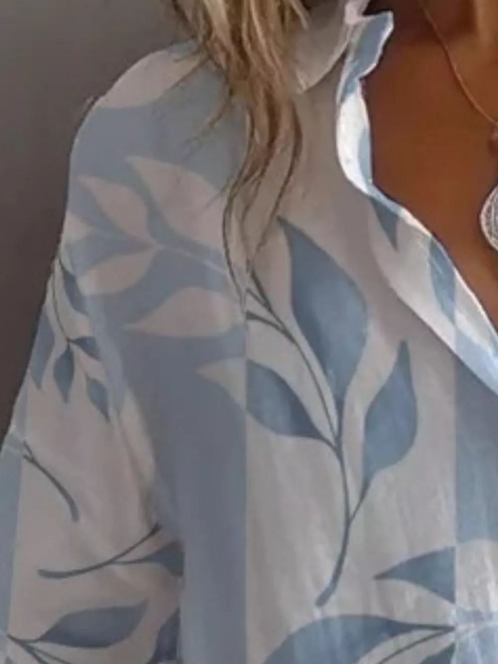 Leaf Print Long Sleeve Blouse, image 3
