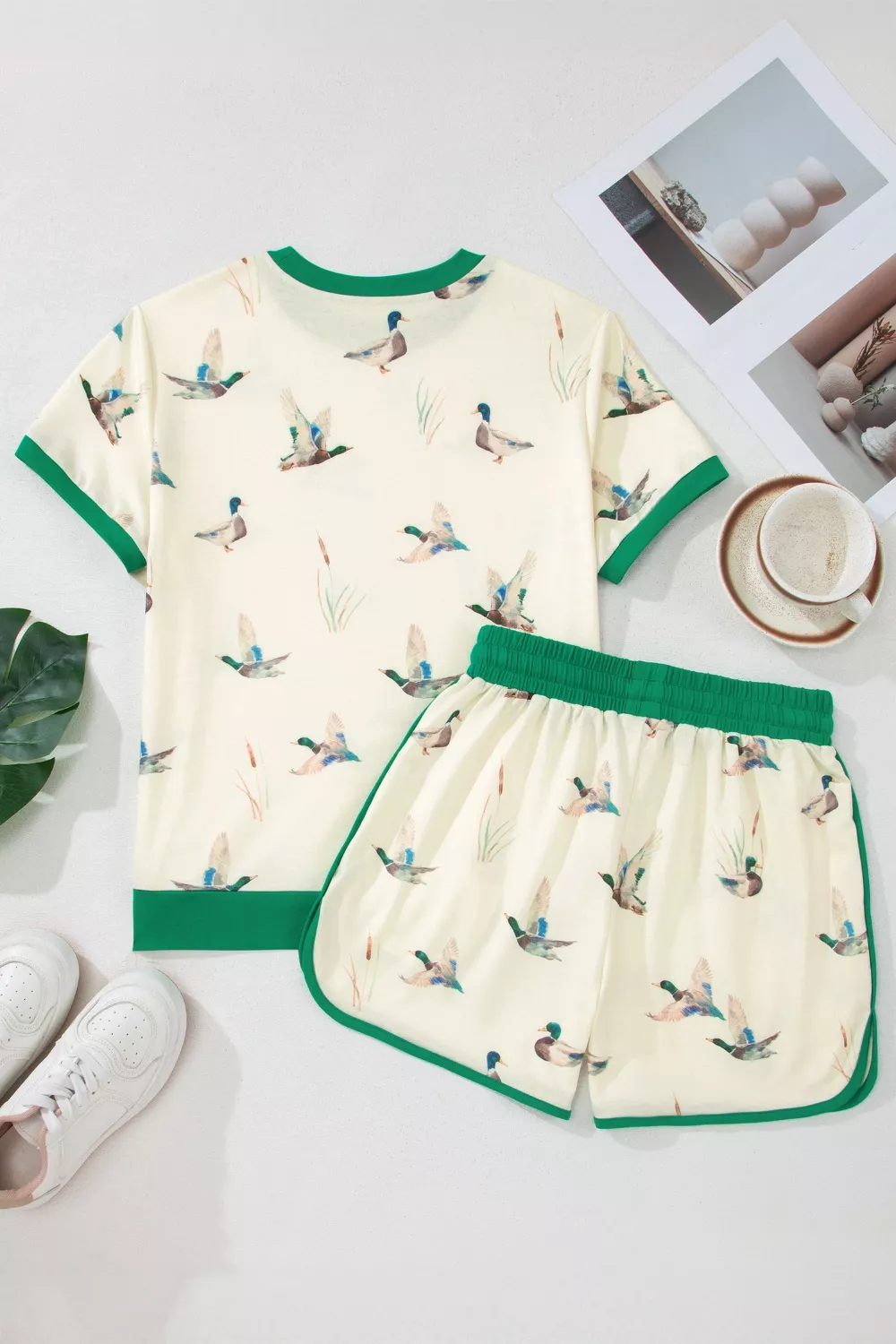 Mallard Printed Colorblock Trim Short Set, image 5