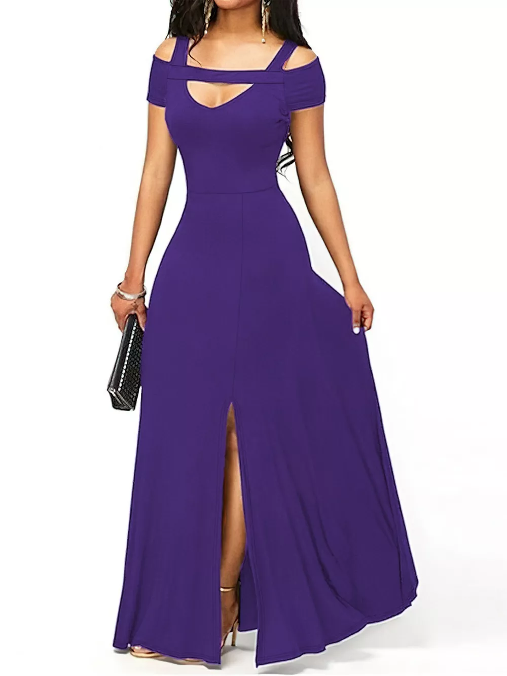 Elegant Off-Shoulder Slit Maxi Dress, image 9