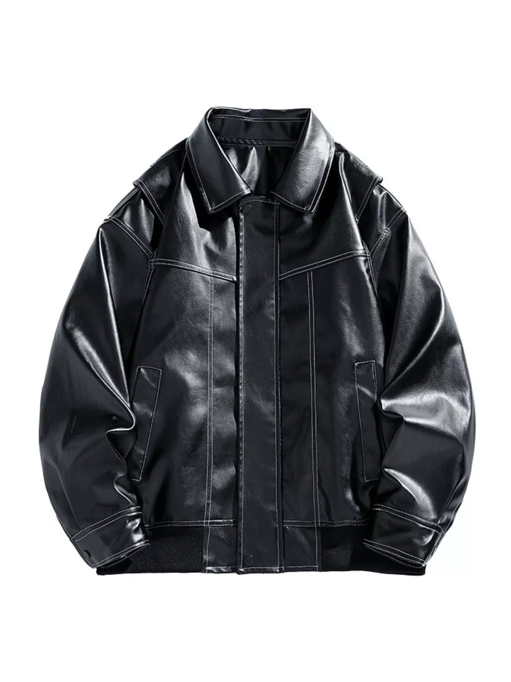 Men's Plus Size Zip Up Leather Jacket
