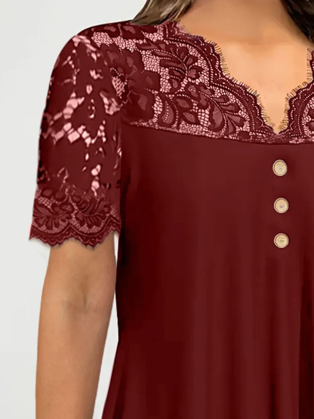 Lace Panel Short Sleeve Blouse, image 9