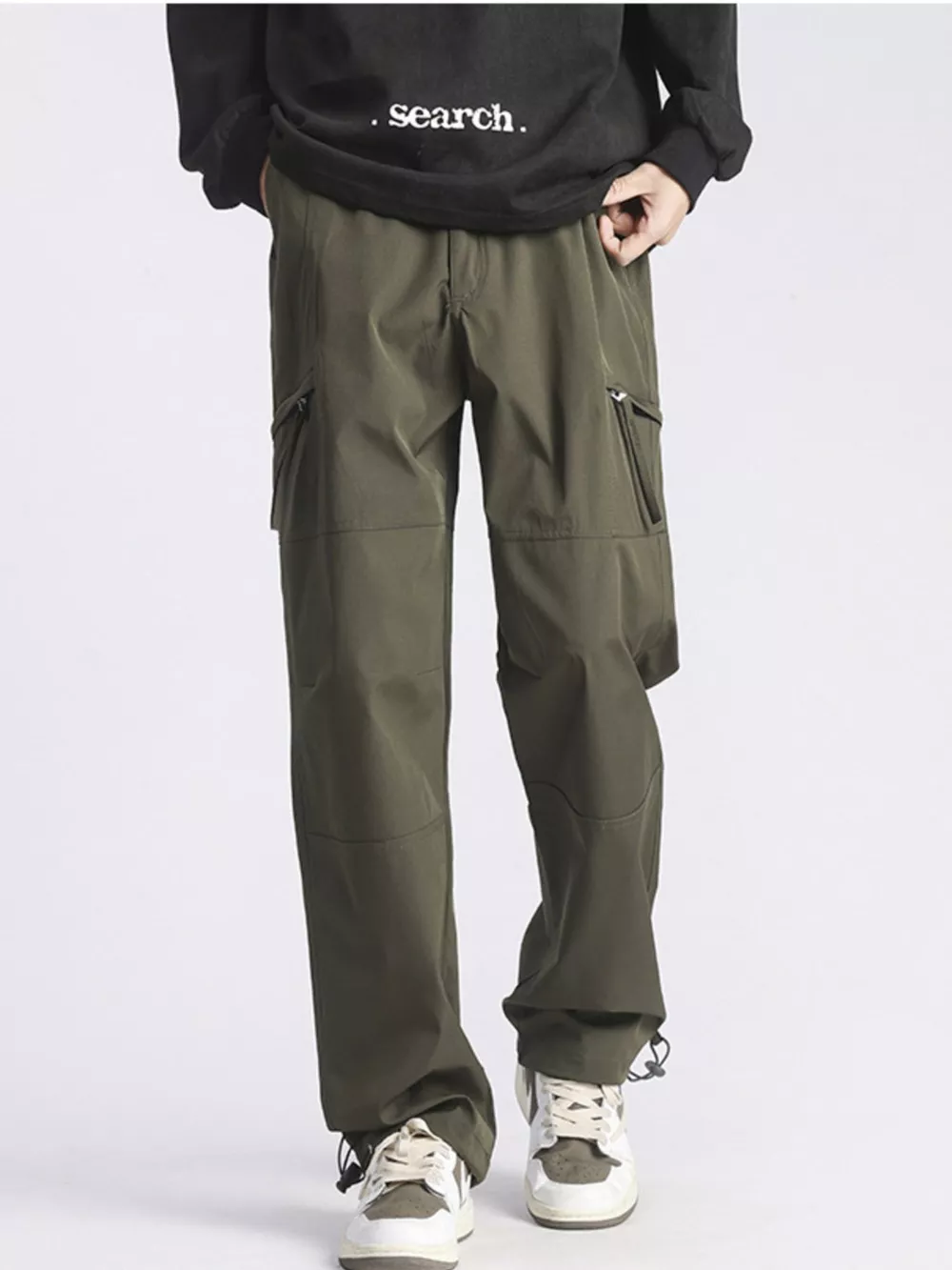 Men's Full Size Relaxed Fit Cargo Pants with Pockets Plus Size, image 2