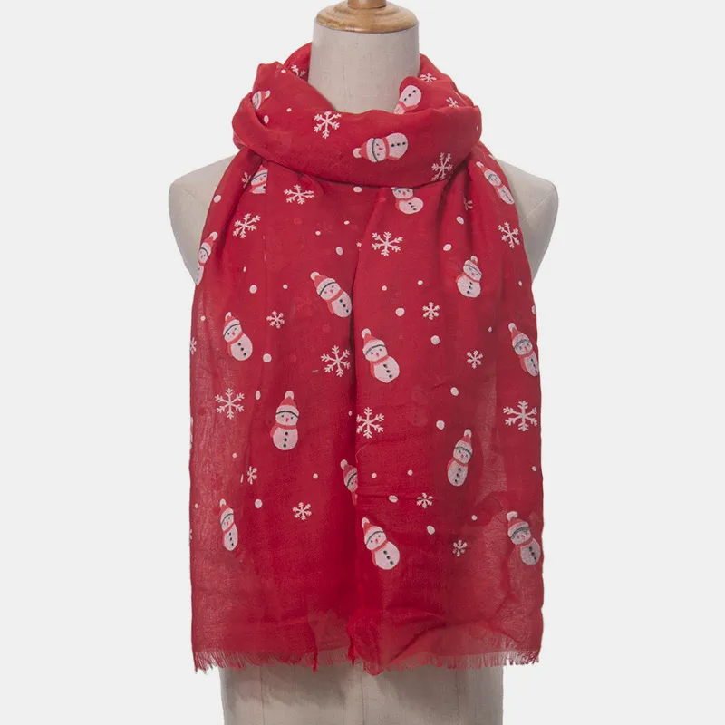 Fringe Snowman Polyester Scarf, image 2