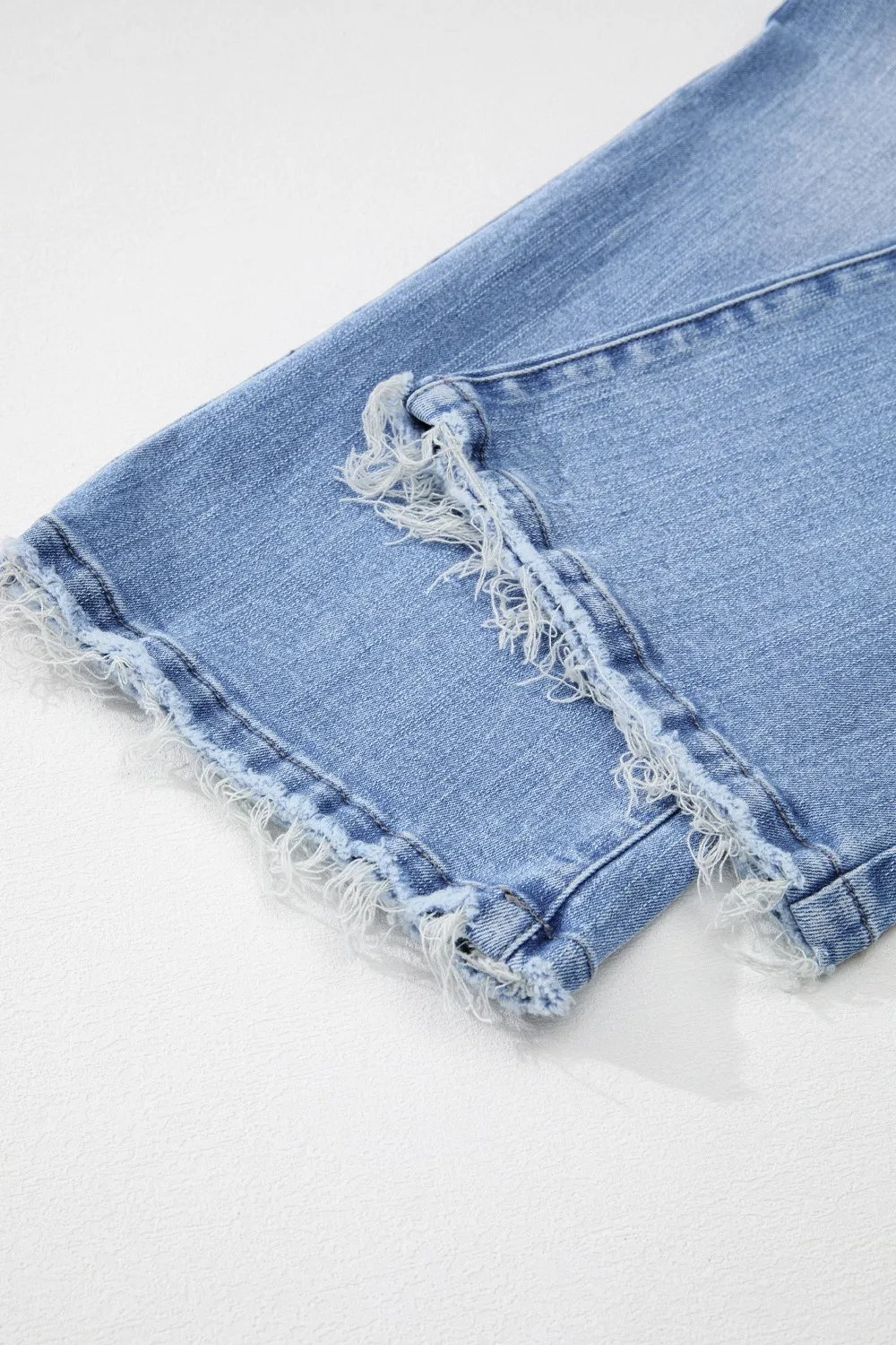 Mineral Wash Raw Hem High Waist Flared Jeans, image 7
