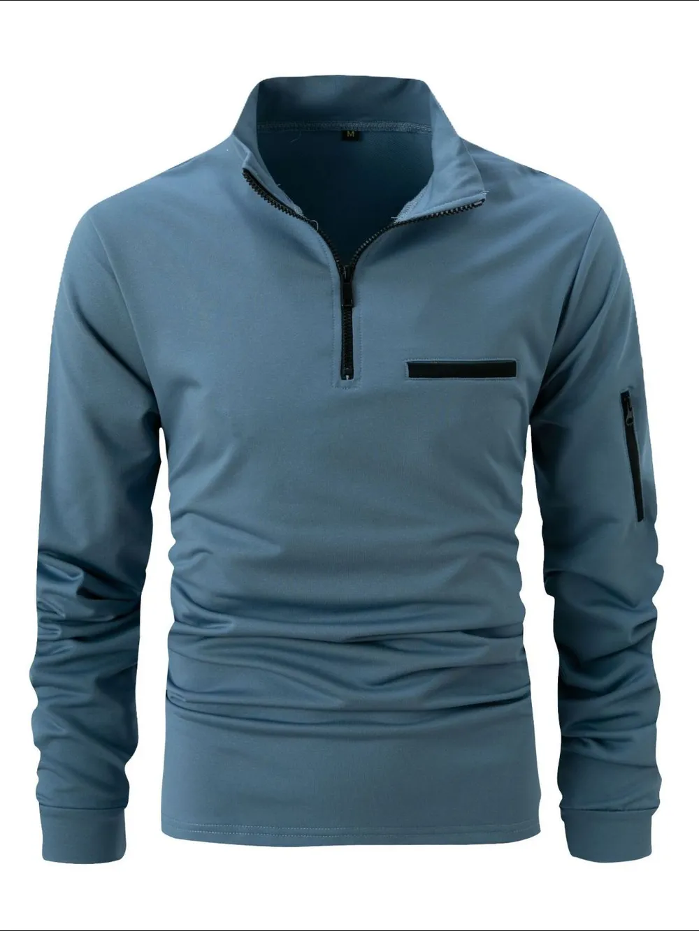 Men's Full Size Quarter Zip Long Sleeve Polo Plus Size, image 8
