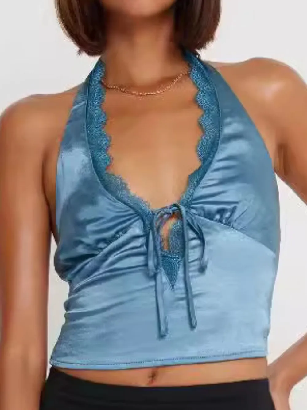 Lace Detail Halter Neck Tank, image 9